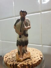 Ancien Santon Creche Noel Devineau joueur  de cornemuse taille 3 9 cm Marron 
