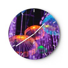 Horloge murale en verre 30x30cm Silencieuse Néon Lumières Luminance Wall Clock