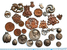 médailles bronze pl argent Art Nouveau Art Déco antique uniface medal token lot