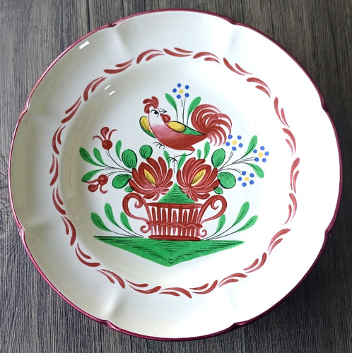 Assiette décor coq - coq, céramique