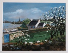 Gouache paysage Bretagne sud -