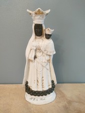 STATUE Noire SAINTE VIERGE MARIE Avec  JESUS En Porcelaine Hauteur 27 Cm