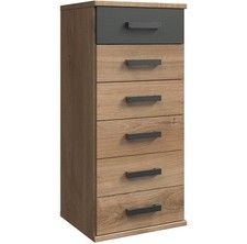 Commode À Tiroirs Level 46x40x103cm Chêne Plaqué Graphite