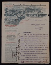 Facture PARIS 1921 monument funéraire granit Edmond PACHY porphyres  billhead 24