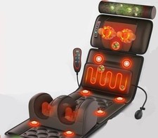 Matelas de Massage avec Oreiller Chauffant Multi Vitesses Télécommande Lombaires