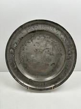Ancien Plat en Etain 1847 François BECHIN Roi Société de La Paix Annoeullin Nord