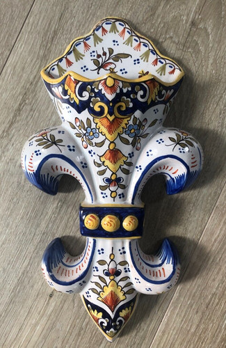 Applique faience fleurs - faience, lys