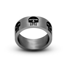 Bague De Mariage Crâne Punisher Bague Gothique En Métal Gun Fn 925 Argent Biker