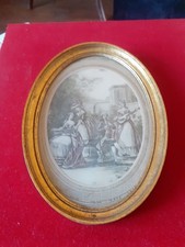 Cadre Ancien Ovale en Bois avec son verre - Style 1900-avec gravure.