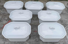 Lot de 7 terrines en porcelaine blanche avec couvercle Apilco France T4 600 g.