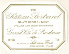 Etiquette de vin de bordeaux (1988)-Château Bertrand-Sabourin-N°563