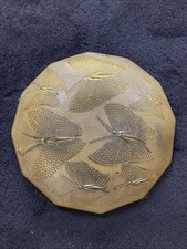 Suspension coupe en verre jaune à décor de papillons stylisé Art Déco