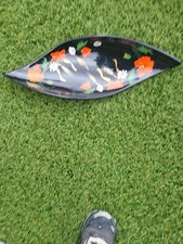 Très Joli PLAT Allongé/COUPE à FRUITS LONGWY Signé VALENTI décors COQUELICOT BLÉ