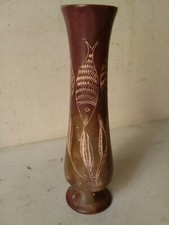 JOLI VASE PIERRE DURE GRAVÉ POISSONS PICASSO ou CUBISME ou COCTEAU ? FINE ART BE