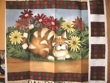 Grand Panneau CHAT tissu coton 71 x 92 cm - USA RARE