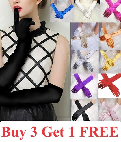 Women satin long gloves - long,