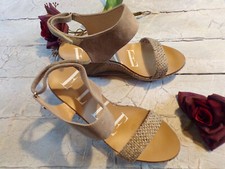 ELLE CHAUSSURES ETE SANDALES A TALON COMPENSES FEMME P. 40 TBE BEIGE TRESSE !