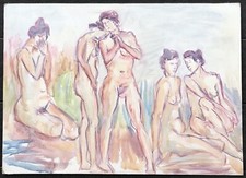 JEAN PIERRE SUCCAR - Peinture Tableau Double-face Nus Féminins Modèle Pose #10