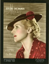 "L'ECHO DE PARIS: MODES"  Couverture originale entoilée 4/1936 Photo DORVYNE    