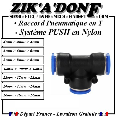 Raccord nylon pneumatique t - pneumatique, en
