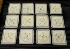 12 Anciennes Assiettes À Dessert Carré En Faïence Marly 55 Fleurs Grise Et...