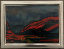 HST ANCIENNE PEINTURE PAYSAGE EXPRESSIONNISTE SIGNATURE A DECHIFFRER 1976