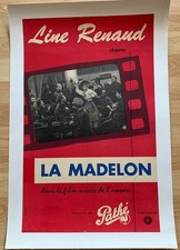 Line Renaud - Affiche originale entoilée - La Madelon Disque Pathé - 44 x 67 cm