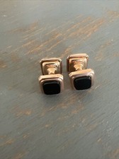 Paire De Boutons De Manchette Anciens Murat Plaque Or Et Onyx Ref I493