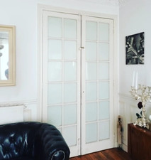 Elegantes  Double portes vitrées Blanches Haussmannienne vers 1900