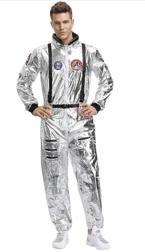Men silver astronaut costume - astronaut,