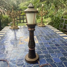 LAMPE PHARE À POSER OBJET DE MARINE BOIS ET CUIVRE ANNÉES 1950 1960 B ÉTAT RARE!