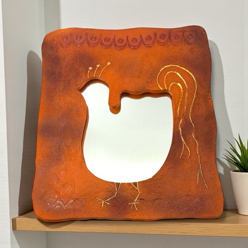 Miroir terre cuite poule - terre-cuite,