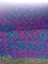 COUVERTURE COUVRE LIT PLAID CROCHET LAINE Fait Main Granny 208cmx174cm