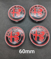 4 Cache Moyeu Centre De Roue Alfa Romeo noir rouge 60mm