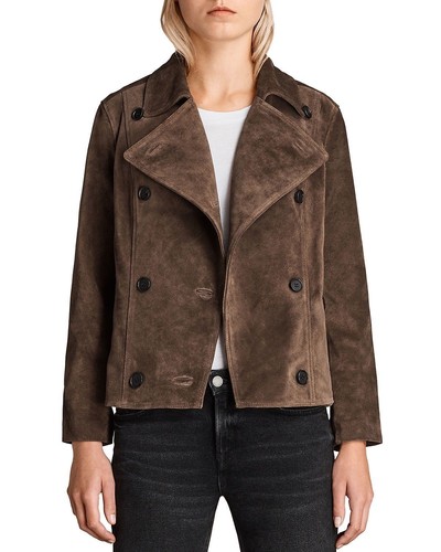 Veste femme col large - , daim