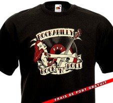 Tee Shirt ROCKABILLY AND ROCK'N'ROLL Pin-Up Stay Cats  Big Beat Ted Crazy Cavan 