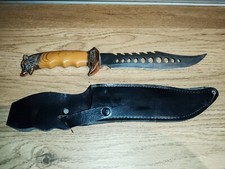 Vintage Knife Stainless Steel 80 90’s Couteau Avec Son Étui Chasse A Sasir 