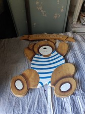 panneau "bienvenue"ours marin en bois décoration murale rétro 90