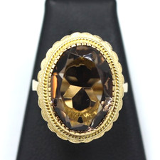 Bague avec quartz - fumé, or
