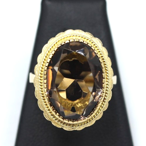 Bague avec quartz fumé - fumé, or