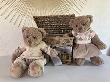 425⚜️ Un Panier + Deux Peluches Doudous Nounours Ours Oursons Louise Mansen