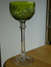 SAINT LOUIS ANCIEN VERRE A VIN ROEMER CRISTAL MODELE NELLY VERT CHARTREUSE 19 cm