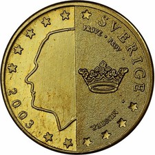 Suède, Carl XVI Gustaf, 50 centimes, Fantasy Euro, 2003, Nordic gold, UNZ