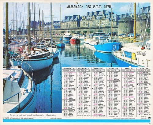 Calendrier oberthur 1975 - calendrier,
