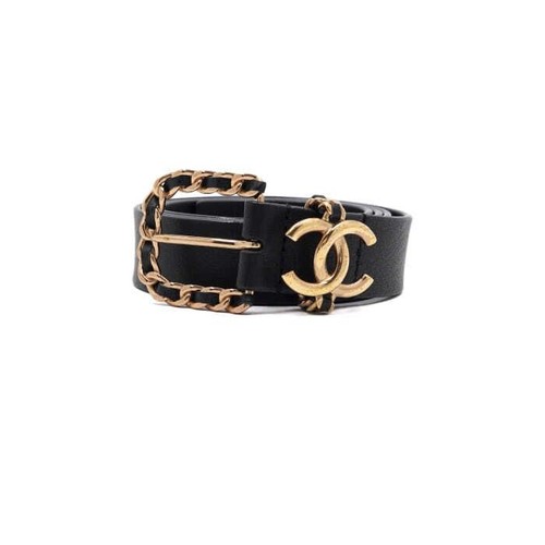Chanel ceinture cuir noir - chanel,
