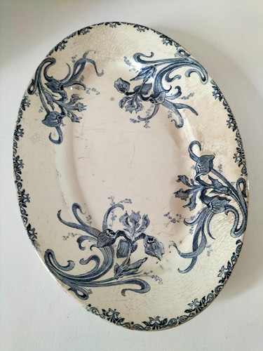 Plat ancien ovale faïence - plat,