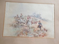Aquarelle ancienne chasse - aquarelle,