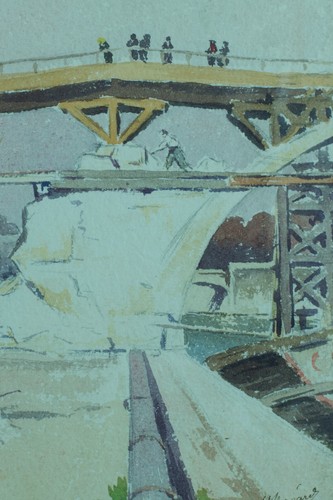 Ancien dessin paysage portrait