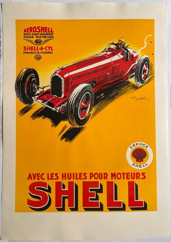 Affiche lithographie shell - lithographie,