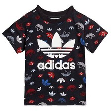 Cool Adidas Originals Trefoil tee Garçons Bébé Enfants Été Haut Noir Multicolore